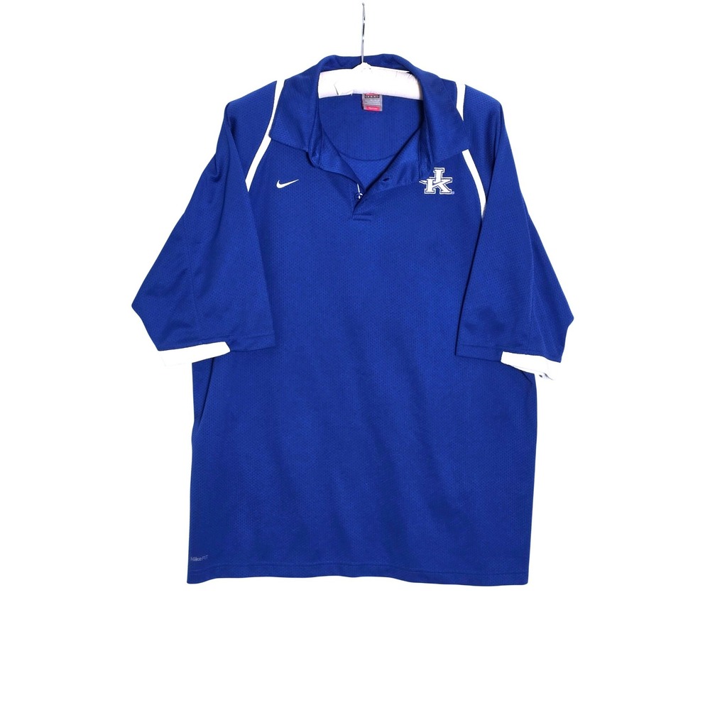 Nike Team Kentucky Wildcats Polo Shirt Mens XL Blue Nike FIT DRI Mesh UK Logo